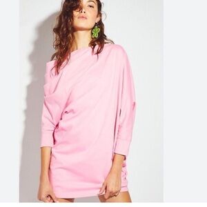Vintage Free People Beach, off shoulder mini dress. Pink. Large